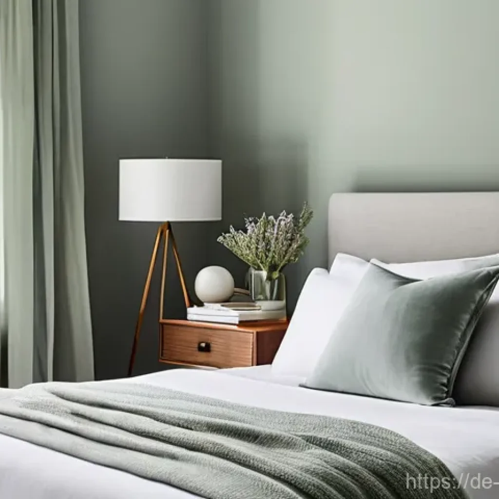 컬러테라피를 통한 창의력 증진 방법 - **A Serene Bedroom Oasis for Deep Relaxation:**
"An exquisitely tranquil bedroom interior bathed...