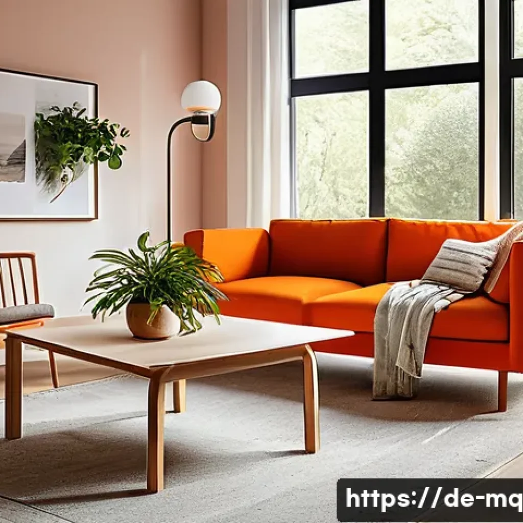 컬러테라피를 통한 자아 발견 과정 - A cozy living room bathed in warm orange tones, featuring soft lighting that creates an inviting atm...
