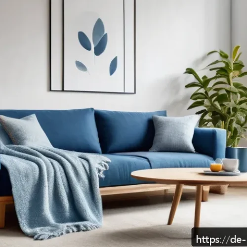 Home 33 컬러테라피를 통한 스트레스 해소 방법 - A serene modern living room interior bathed in soft natural light, featuring walls painted in calmin...